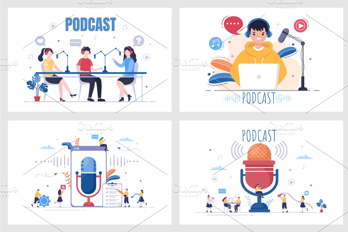 16 Podcast Vector Flat illustrtion, a Technology Illustration by ...