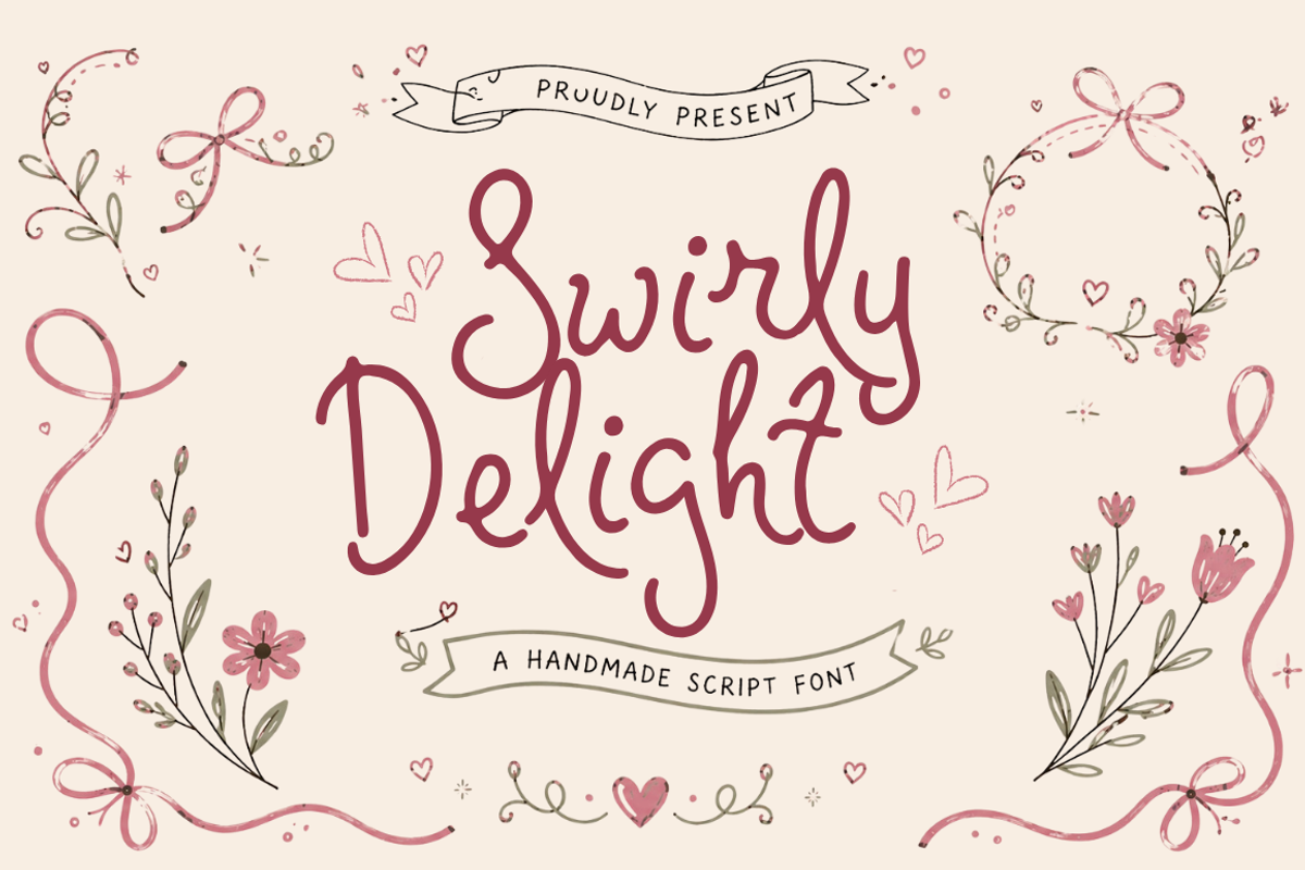 Swirly Delight - Handwritten Font, a Handwritten Font by Sronstudio (Photo 1 of 10)