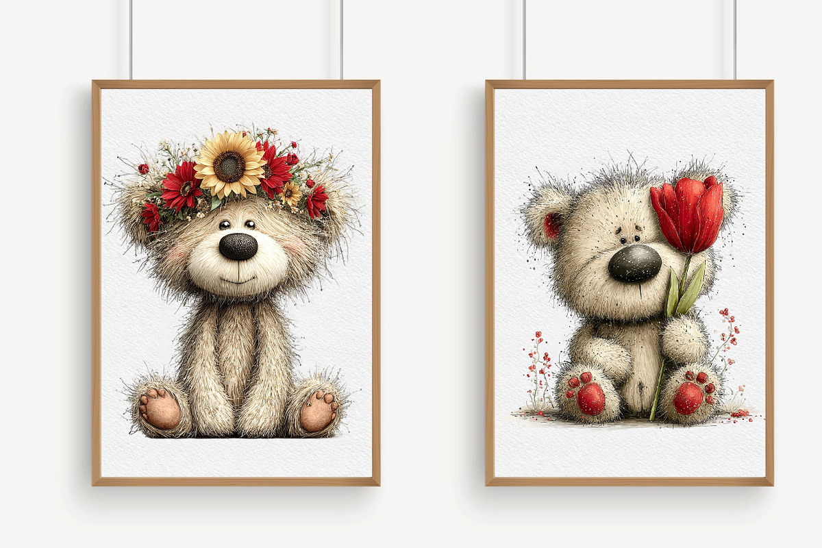 Whimsical Spring Teddy Bear Clipart, an Illustration by Libby Wishes (Photo 4 of 7)