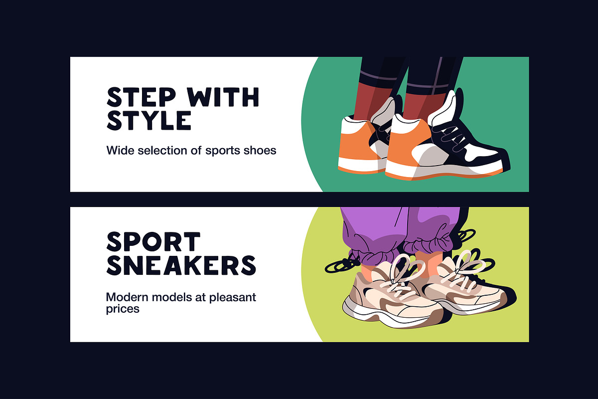 Modern shoes set, product cards, an Object Illustration by PaperTrident (Photo 2 of 4)