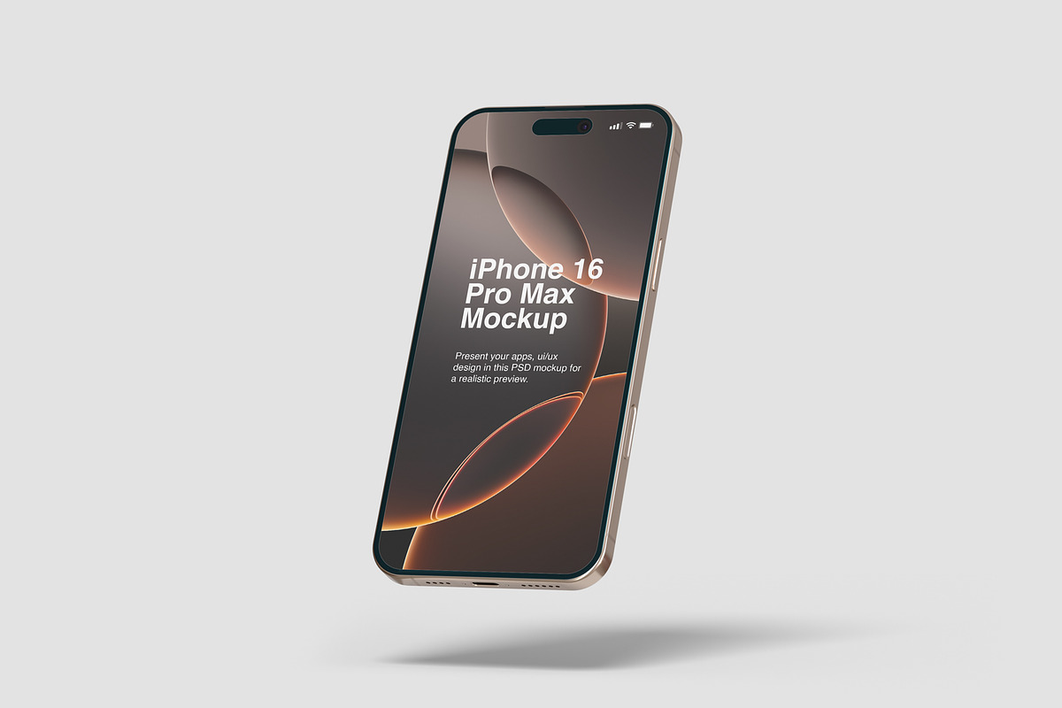 iPhone 16 Pro Max Mockups, an iPhone Mockup by graphiccrew (Photo 2 of 16)