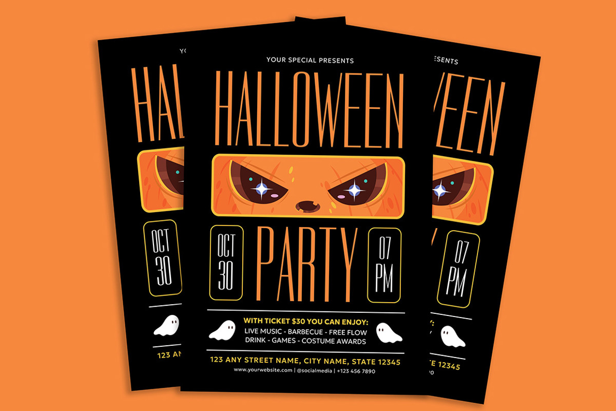 Halloween Party Flyer, a Flyer Template by Gumico Studio. (Photo 3 of 3)
