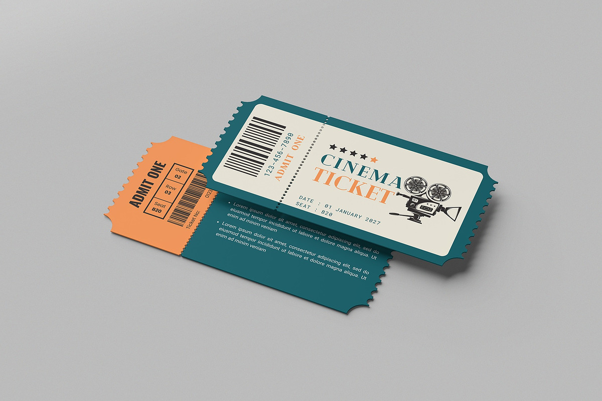Cinema Ticket Mockup, an Advertising Mockup by hokagata (Photo 2 of 5)