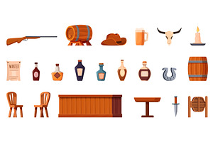 Western tavern elements. Saloon, an Object Illustration by Stock-Smart-Start