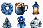 Watercolor Navy Christmas Clipart, an Illustration by Craft Nest (Thumbnail 2 of 6)