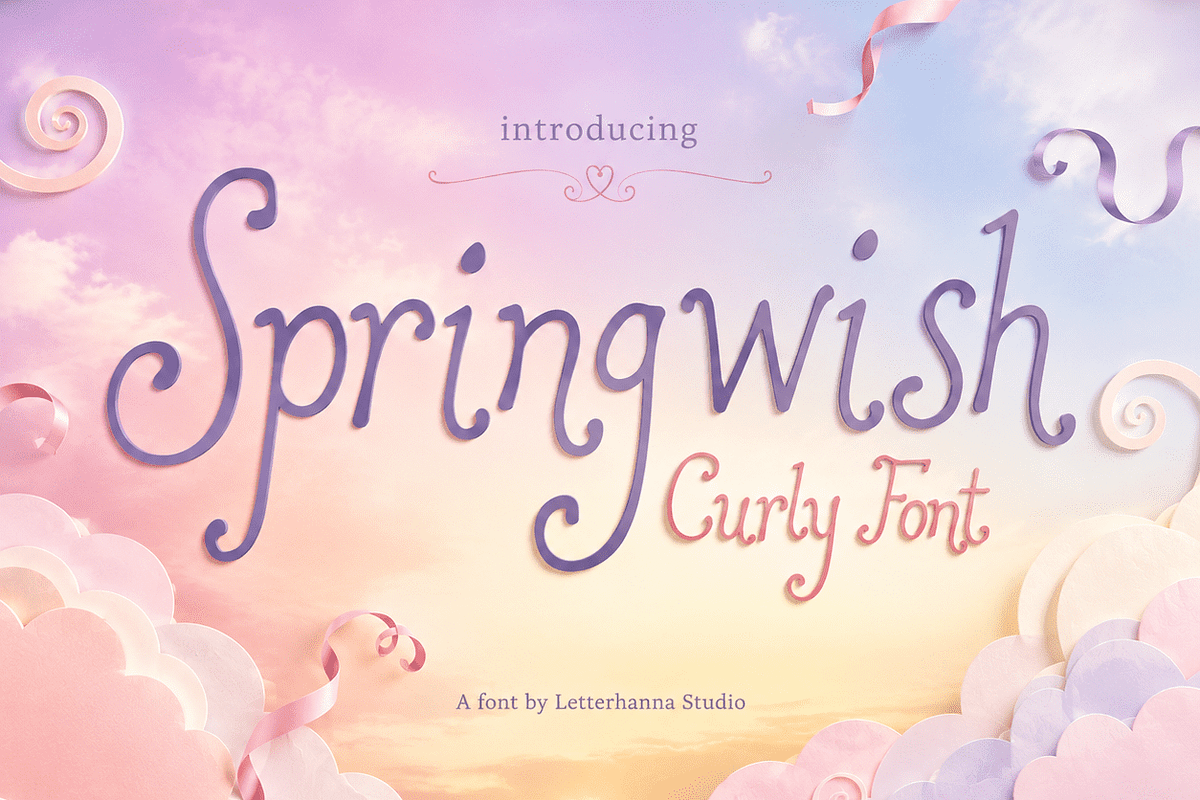 Springwish: A Whimsical Curly Font, a Handwritten Font by Letterhanna Studio (Photo 1 of 9)