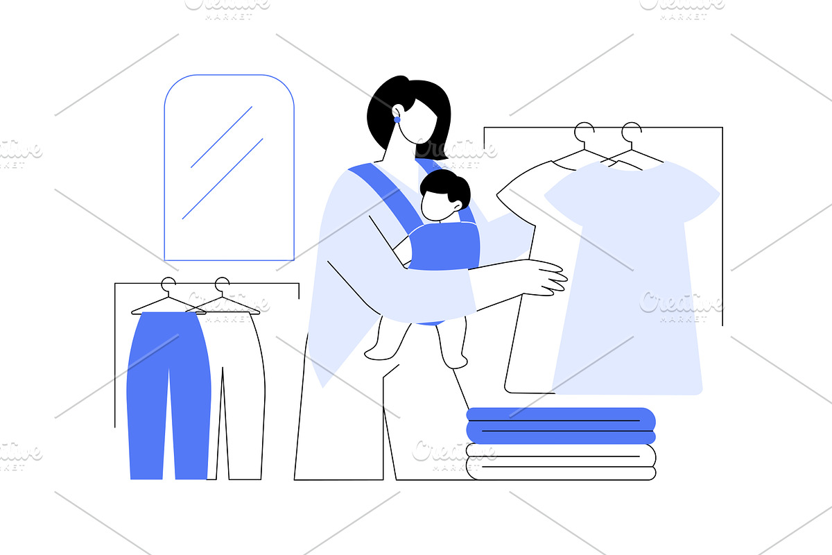 Shopping with a baby isolated, a Person Illustration by Visual Generation