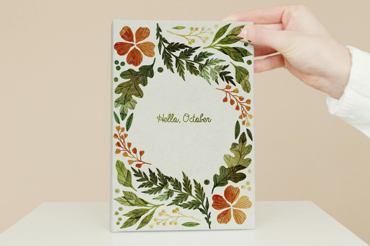 Fall Theme Greeting Card Template, a Seasonal Illustration by Helga Wigandt (Photo 3 of 3)