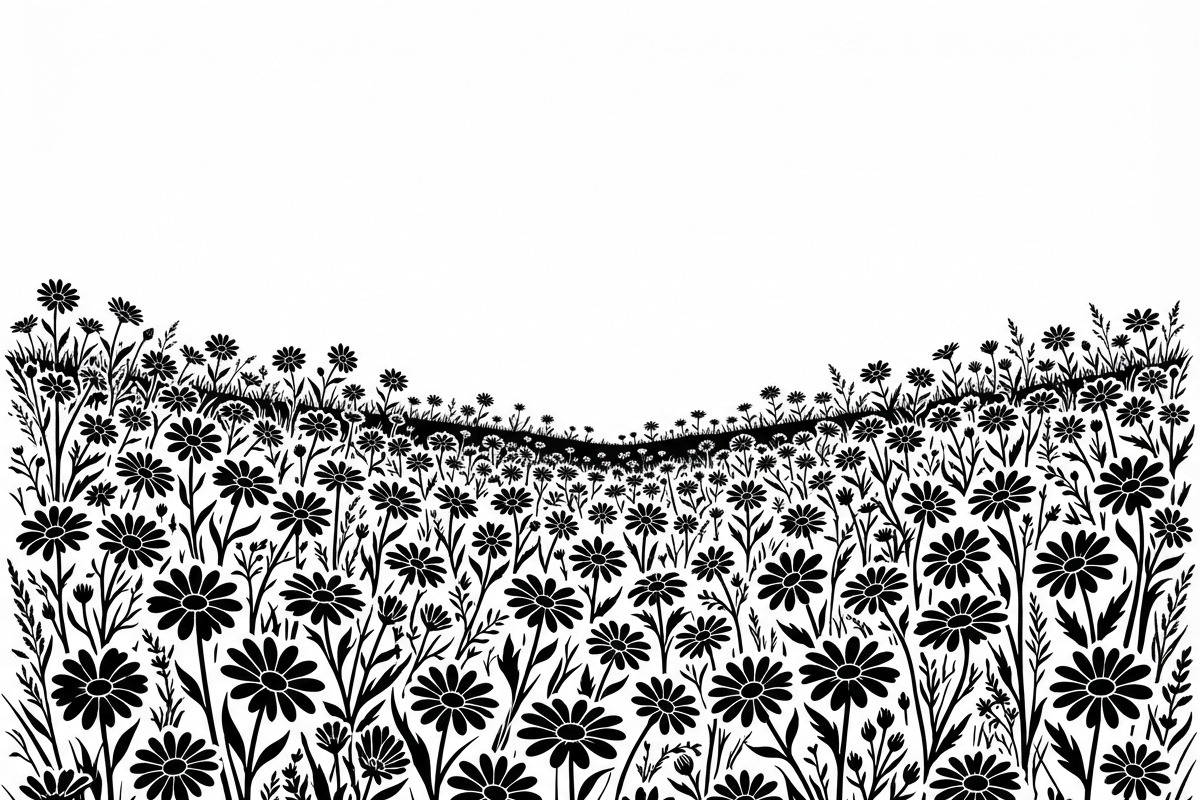 60 Daisy Flower Field Silhouette, a Seasonal Illustration by Amazin_art (Photo 8 of 35)