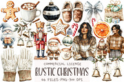 Watercolor Rustic Christmas Clipart, an Illustration by OK Design (Thumbnail 1 of 5)