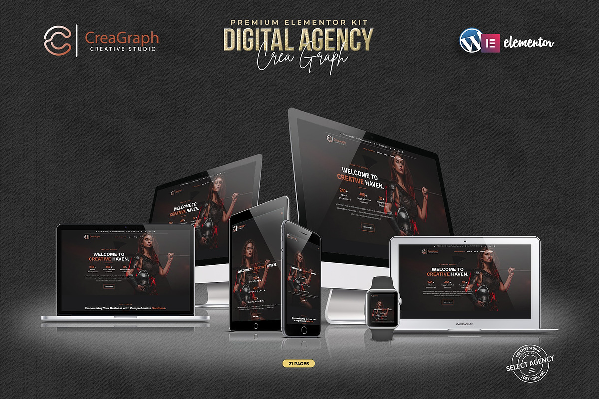 CreaGraph -Elementor Pro Kit, a Websites & App Template by Select Agency Designs (Photo 2 of 8)