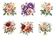 Elegant Watercolor Flower Bouquets, an Illustration by SinaCreation (Thumbnail 3 of 7)