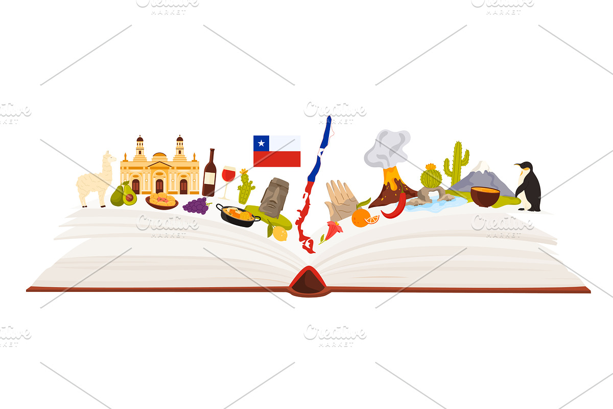 Chilean culture elements and, an Education Illustration by Flashvector