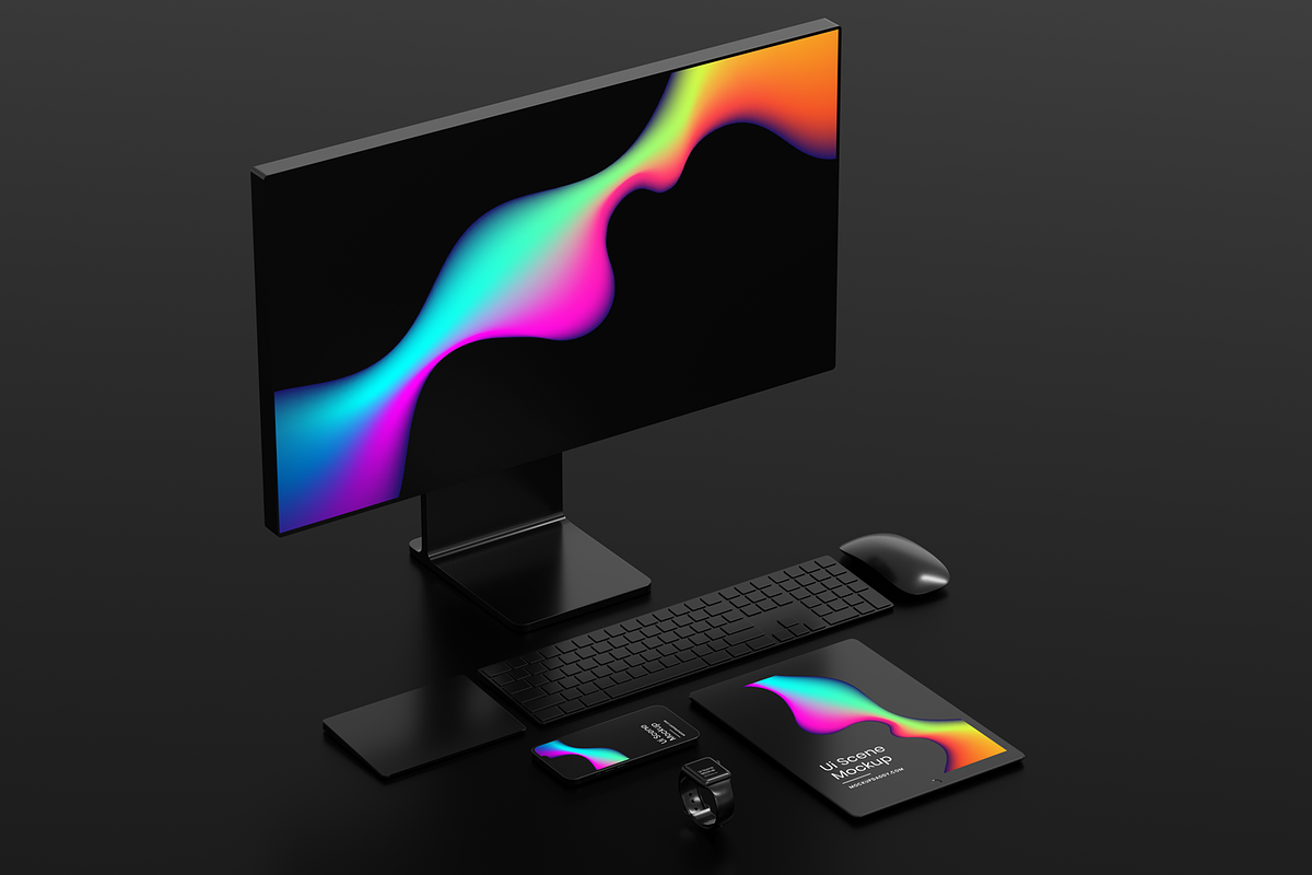 Black Devices Mockup Dark Theme Set, a Mac Mockup by Mockupdaddy (Photo 18 of 22)
