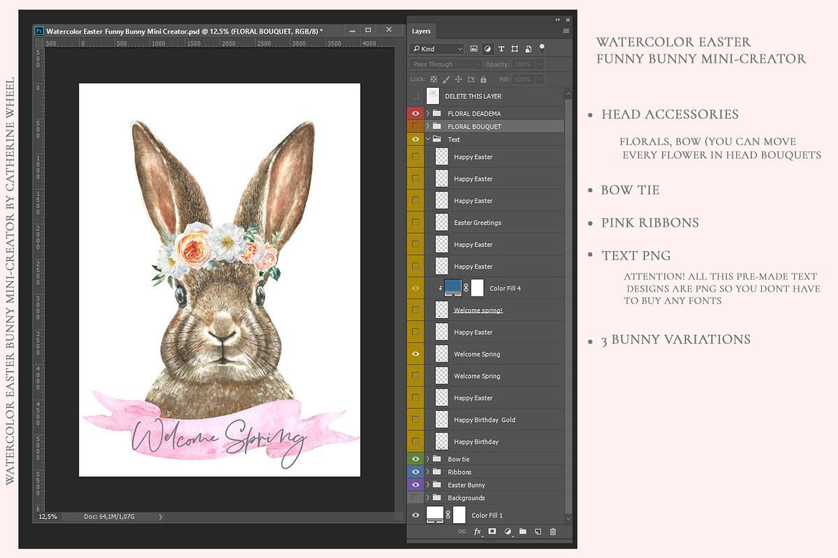 Watercolor Easter Bunny Creator, an Animal Illustration by Catherine Wheel (Photo 6 of 15)