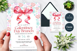 Galentines Day Brunch Invite & Menu, an Invitation Template by Tracia Creative
