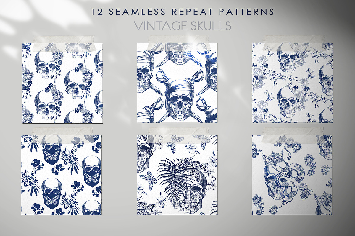 VINTAGE SKULLS, a Pattern Graphic by LanaDzi (Photo 8 of 8)