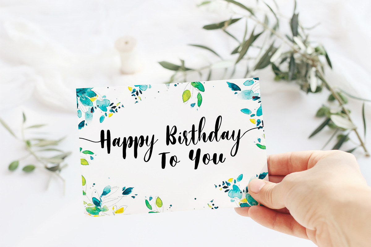 green leaves birthday card, a Card Template by TurquoiseDesign (Photo 1 of 3)