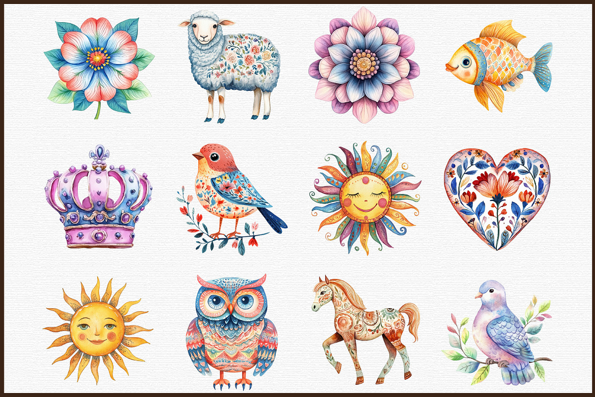 Pastel Folk Clip Art Big Collection, an Illustration by Sublimation Artist (Photo 3 of 6)