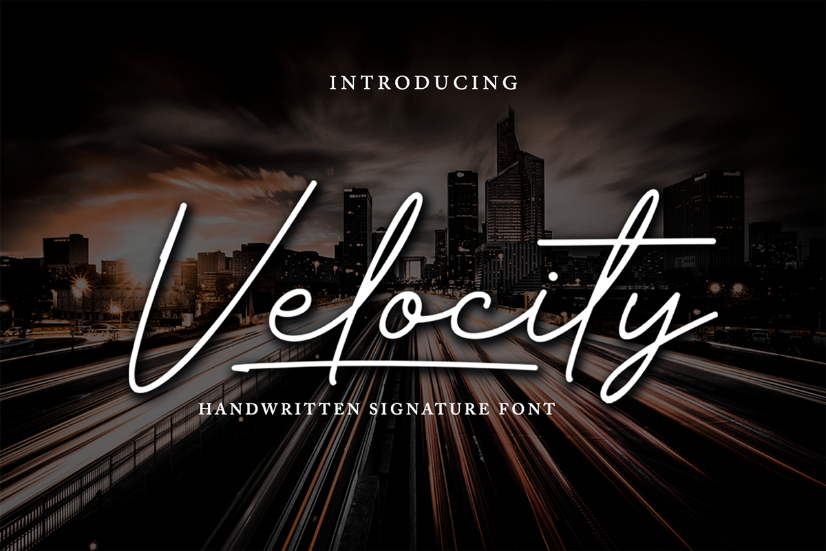 Velocity - Elegant Signature, a Script Font by hastatypestd (Photo 1 of 10)