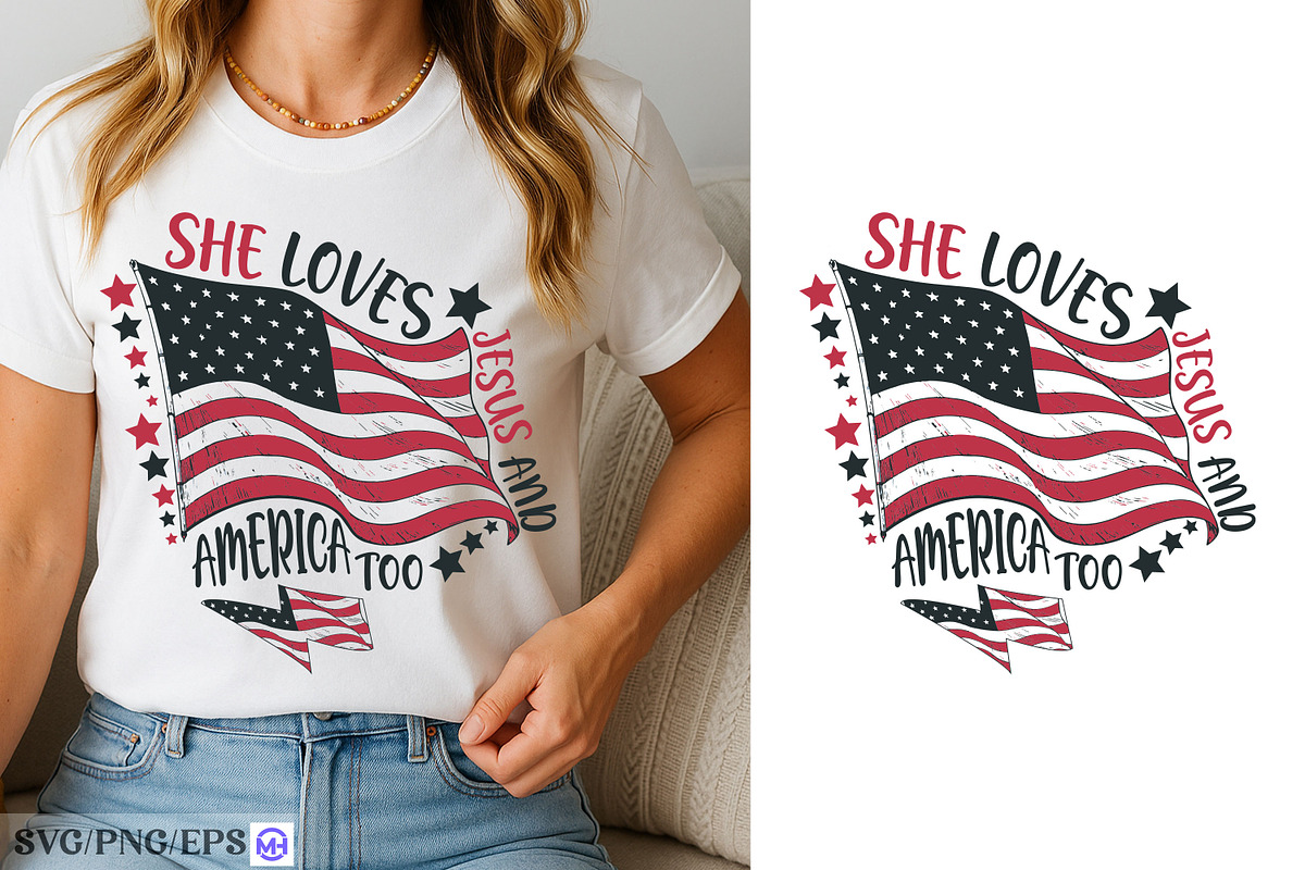 She Loves Jesus and America Too SVG, a Graphic by mh_arif (Photo 3 of 4)
