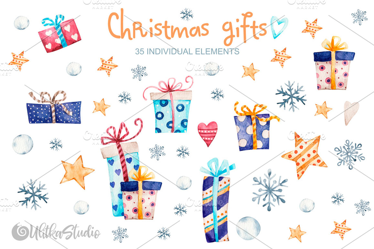 Cozy Christmas watercolor clipart, an Animal Illustration by UlitkaStudio (Photo 3 of 9)