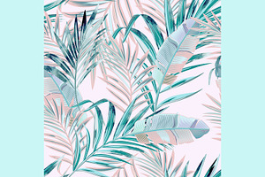 Pink Jungle Vector Seamless Pattern