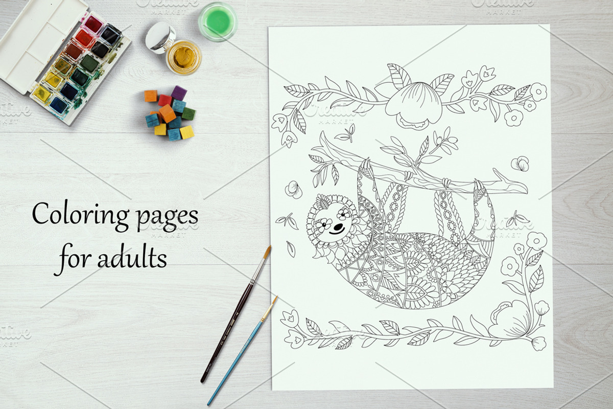 Sloth Coloring Pages, an Animal Illustration by Dasha_D (Photo 1 of 3)