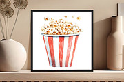 Watercolor Summer Popcorn Clipart, an Illustration by DreamCafeArt (Thumbnail 5 of 5)