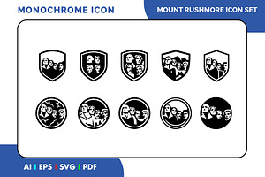 Mount Rushmore Monument Icon Pack, a Solid Icon by Fontmine Studio