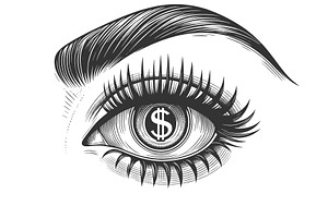 Eye with Dollar Sign Pupils vector, a Finance Illustration by AlexArt