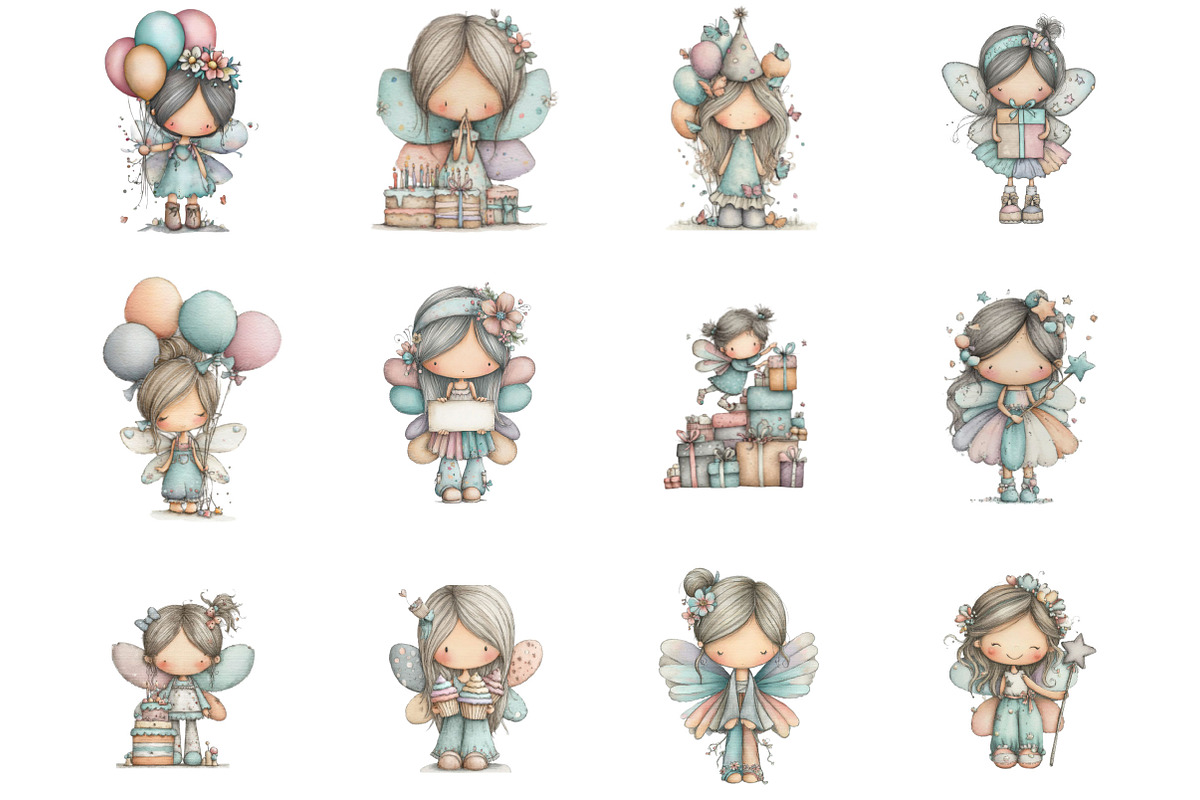 Whimsical Birthday Fairy Clipart, an Illustration by Designking (Photo 3 of 5)