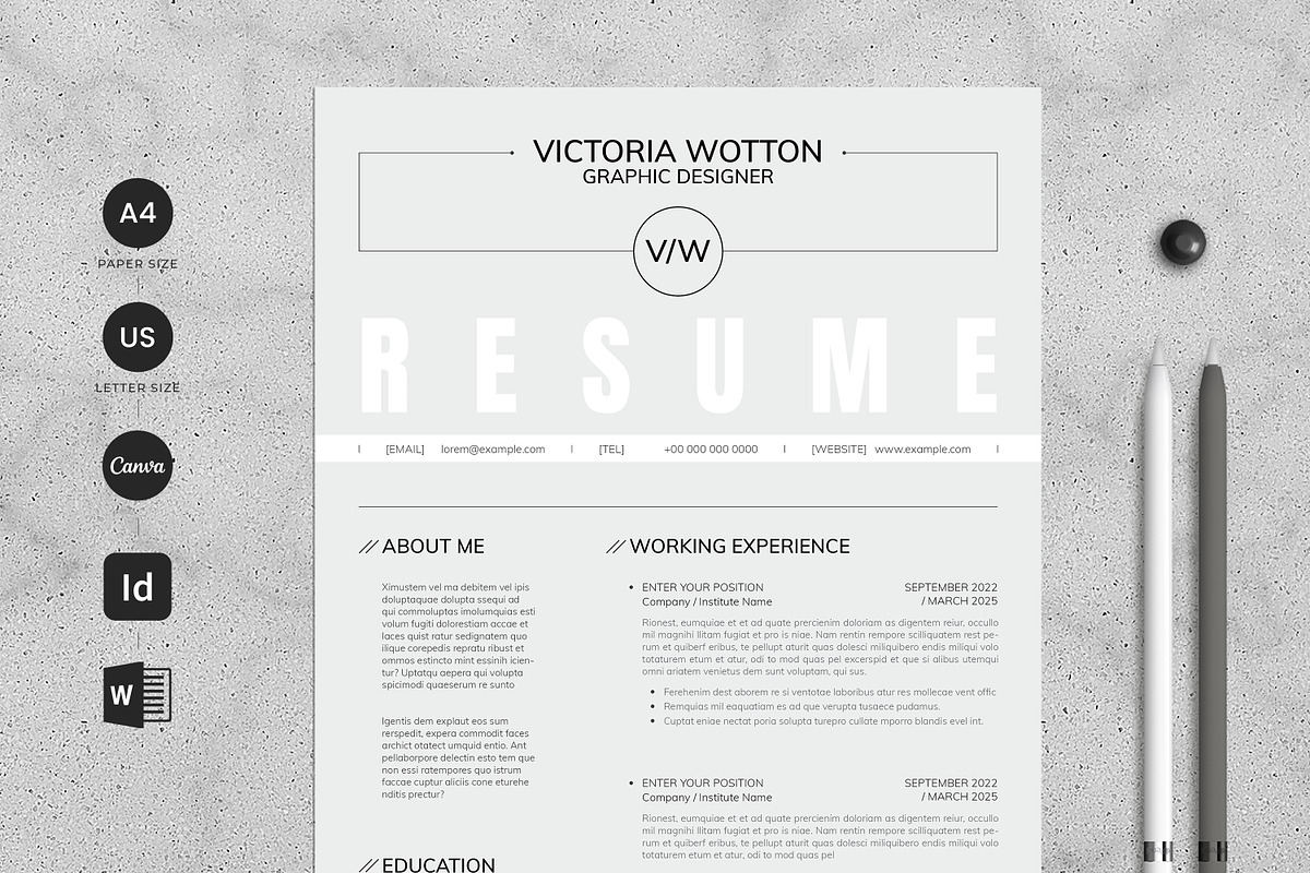 Simple and Clean Resume with Cover, a Resume Template by Studio Temply (Photo 1 of 7)