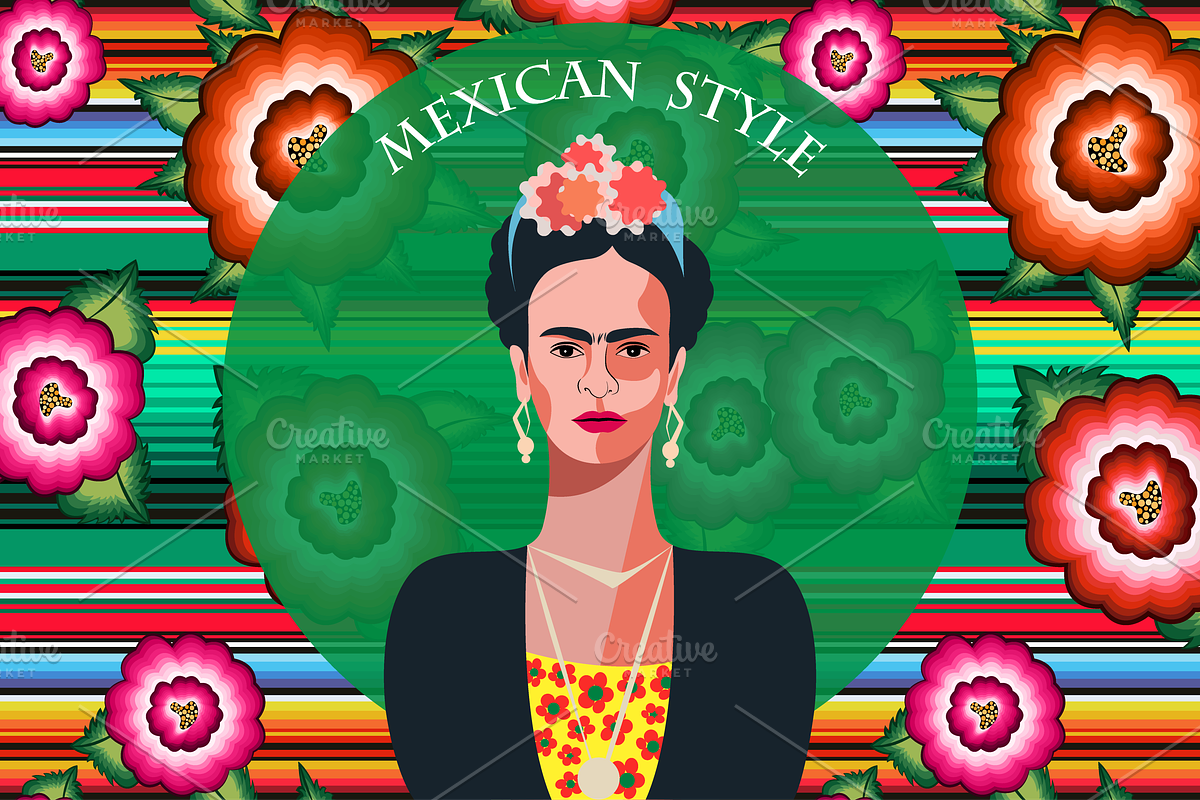 Mexican Pattern & Frida art design, an Illustration by GraphicRedStudio (Photo 1 of 4)