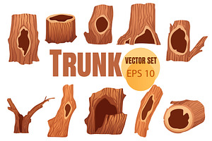Set of variation brown tree hollow, an Object Illustration by Alfmaler
