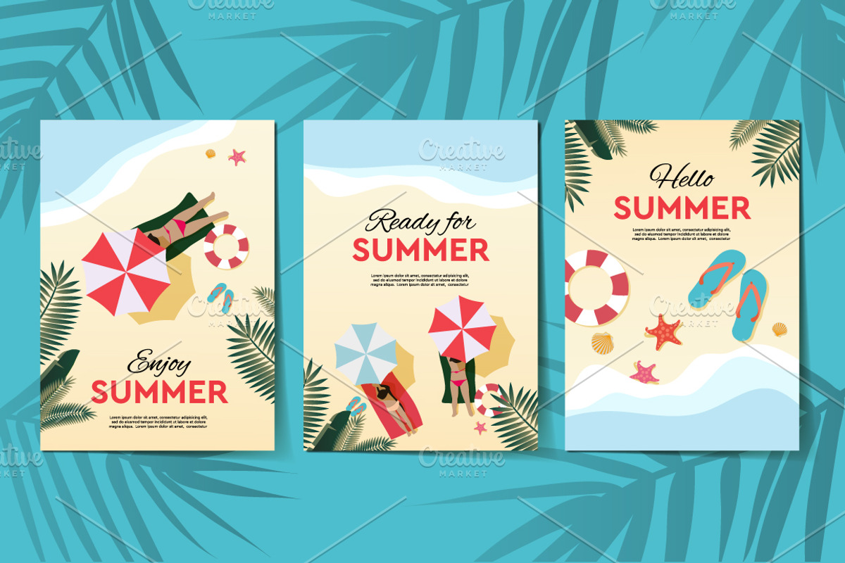 Summer holiday and vacation posters, a Templates & Theme by PREMIUMVECTOR (Photo 3 of 5)