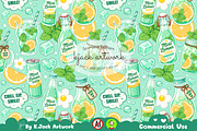 Cute Mint Lemon Soda Seamless, a Background Graphic by K.JackArtwork (Thumbnail 1 of 8)