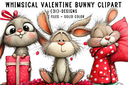 Whimsical Valentine Bunny Clipart, an Illustration by CreationArt (Thumbnail 1 of 5)