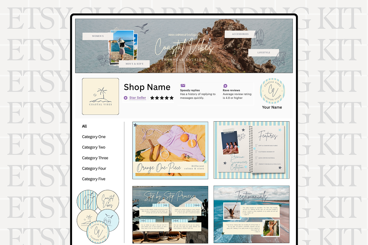 Coastal Etsy Shop Kit Template, a Branding & Logo Template by Anna Design Studio (Photo 1 of 8)