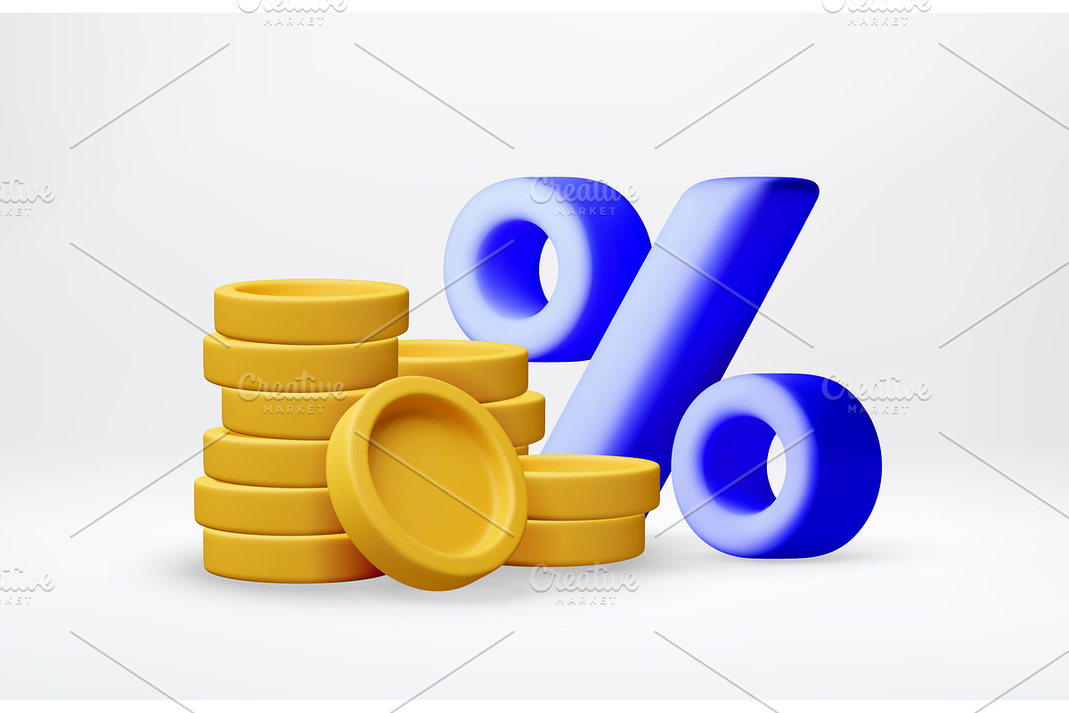 3D Stack of gold coins beside blue, a Finance Illustration by Abscent