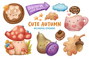 Cozy Autumn Fall Sticker Set., an Object Illustration by RabbitAndPencil (Thumbnail 1 of 8)