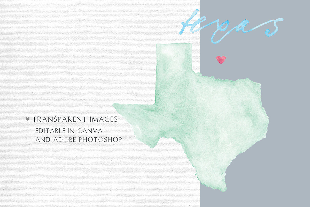 Watercolor Map of Texas, an Illustration by Beloved Paper (Photo 4 of 6)