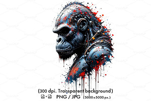 Futuristic of gorilla cybernetic, an Animal Illustration by yod67