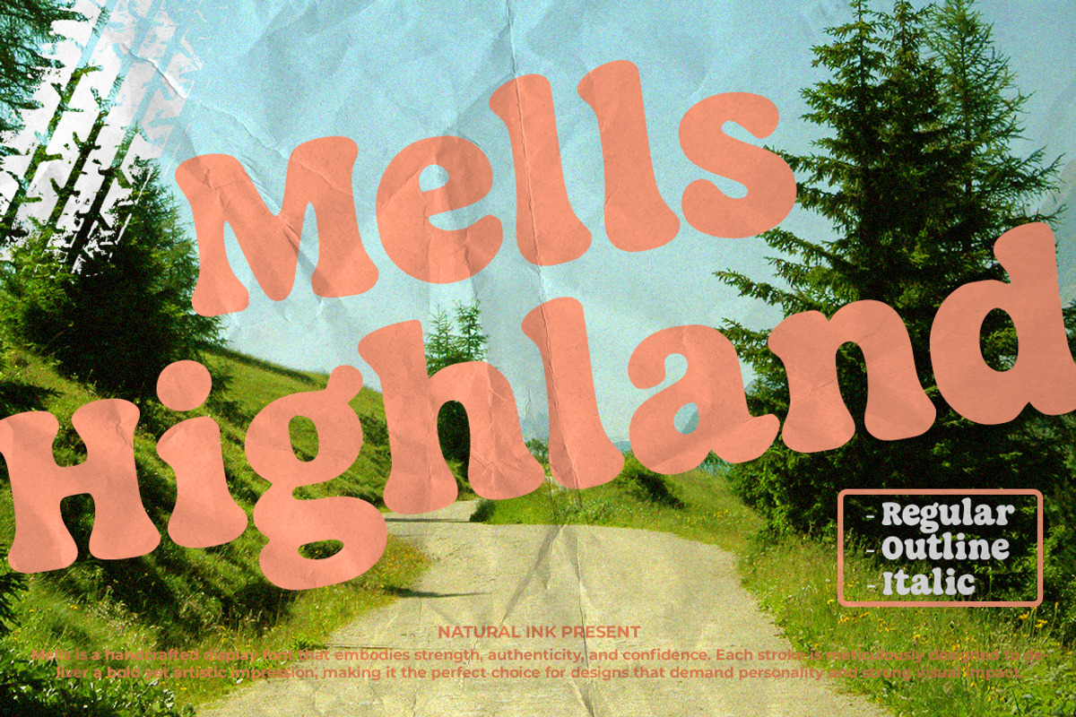 Mells | 3 Vesion Groovy Handwritten, a Handwritten Font by Natural Ink Studio (Photo 1 of 10)