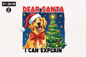 Christmas Funny Dog Dear Santa Png, an Illustration by CreationArt