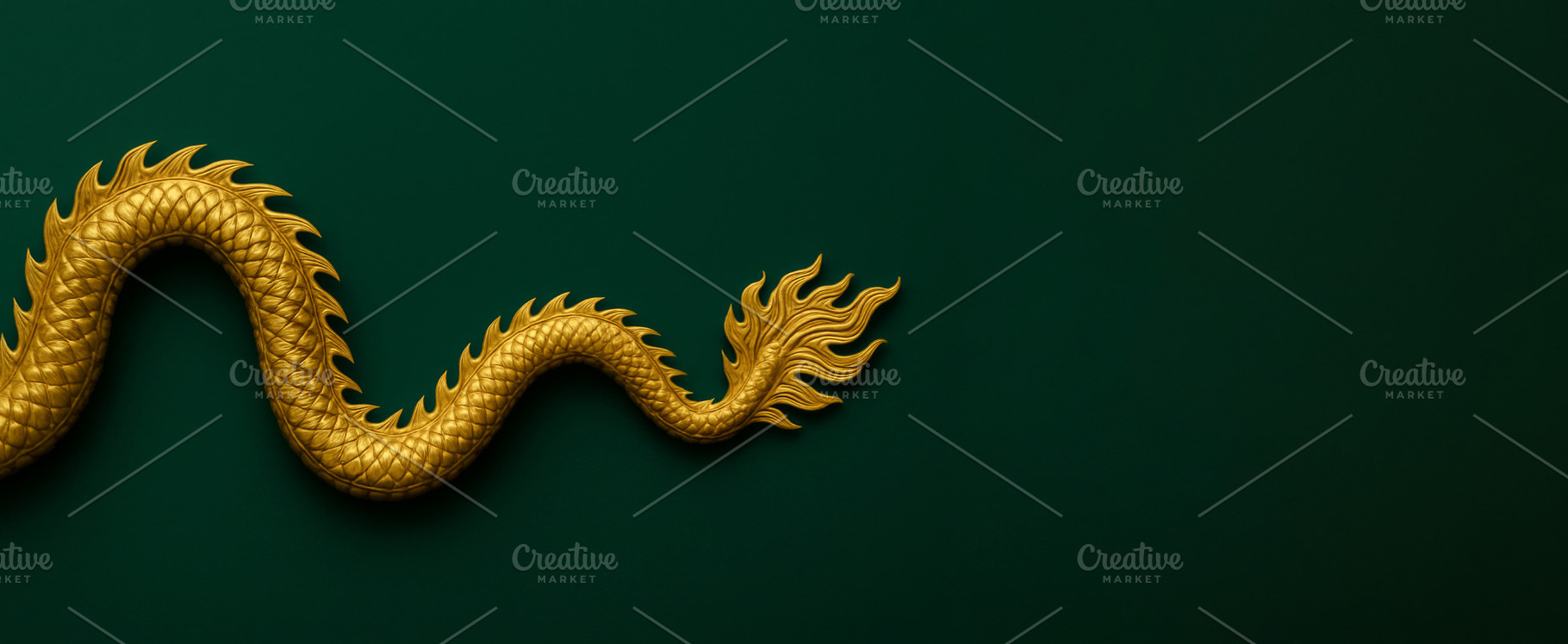 Golden dragon tail against dark gree, a Photo by Dvoevnore photos