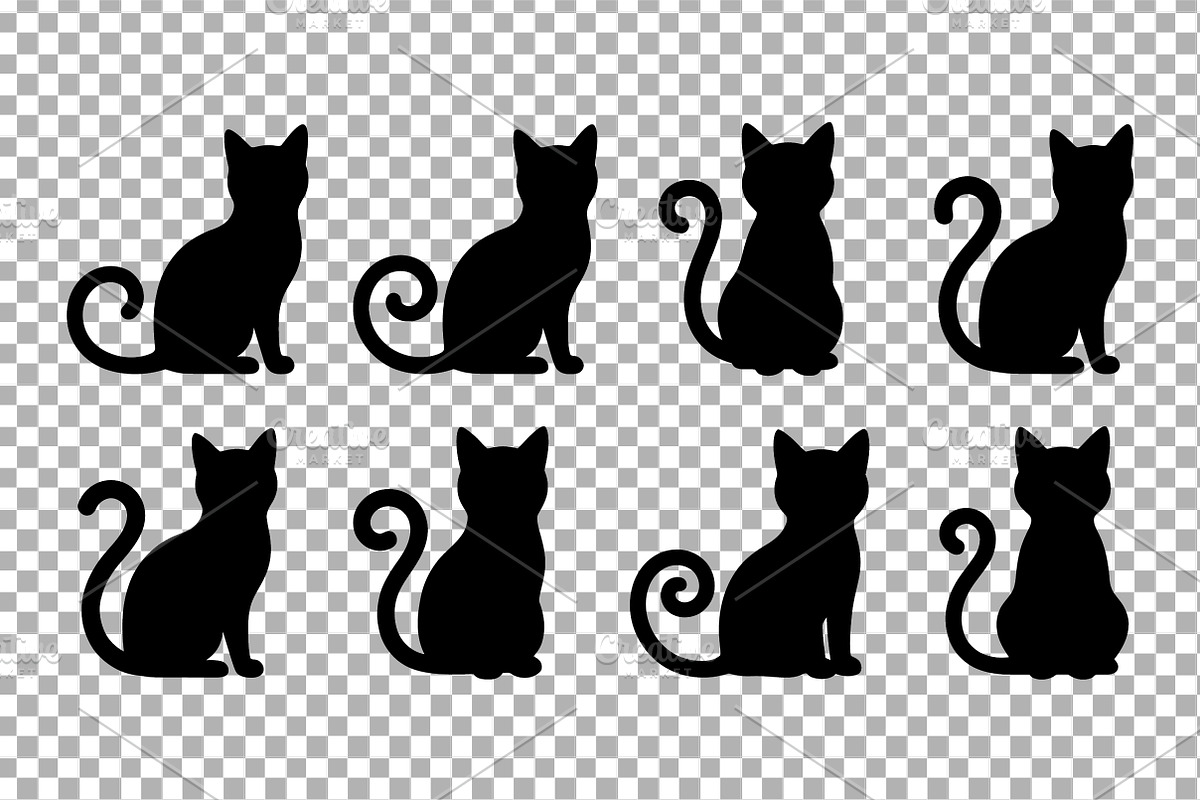 Sitting Cat Silhouettes Vector Set, an Animal Illustration by Artonix (Photo 2 of 3)