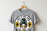 Just A Girl Who Loves Sunflowers PNG, a Shirt Mockup by Vector Stall (Thumbnail 1 of 15)