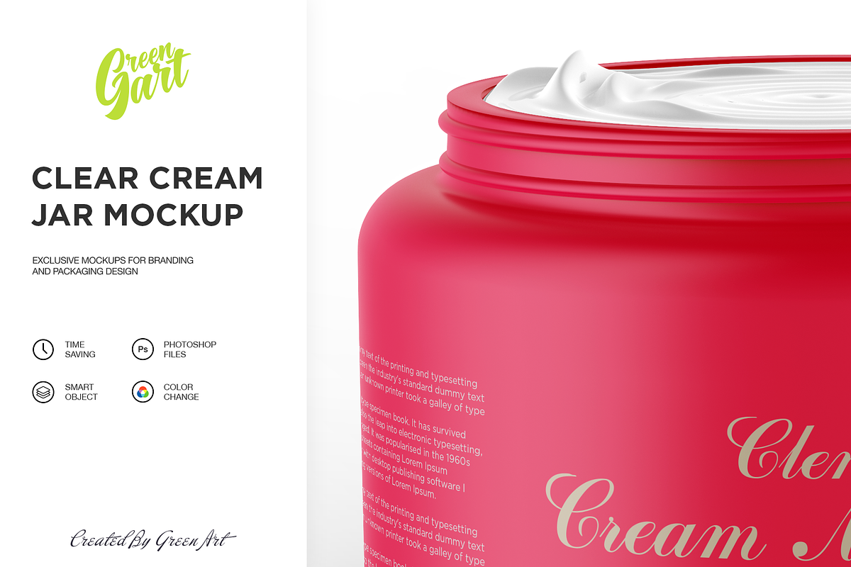 3 PSD Clear Cream Jar Mockup, a Product Mockup by Green Art (Photo 7 of 12)
