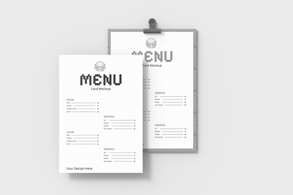 Food Menu Card Mockup Set, a Product Mockup by graphypix (Photo 3 of 4)